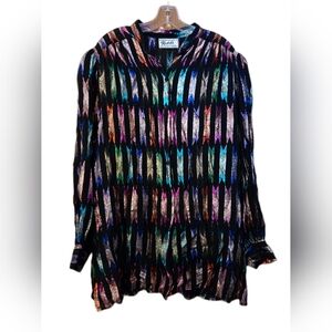 Vintage Teddi Of California MetallicTop Retro Colorful Party 70's Plus Size 1X